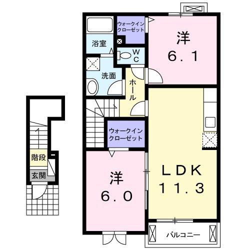 プロムナード(2LDK/2階)の間取り写真