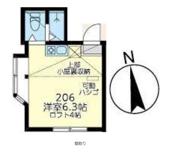 ユナイト白楽アンシャンテ(ワンルーム/2階)の間取り写真