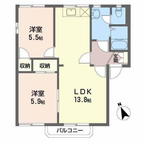 ベルメゾン小島(2LDK/2階)の間取り写真