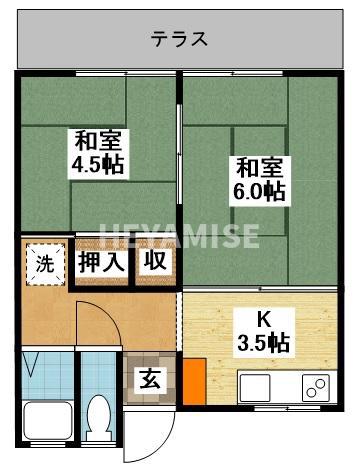 山下アパートA棟(2K/1階)の間取り写真