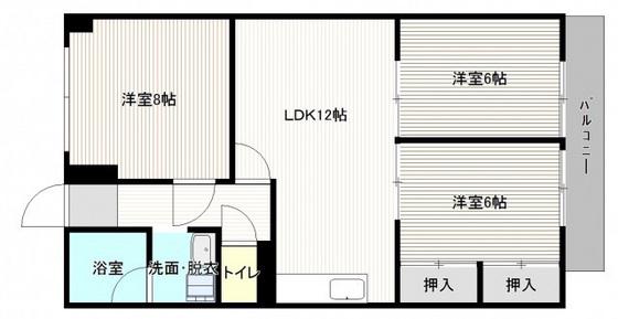上東雲サンシャインビル(3LDK/6階)の間取り写真