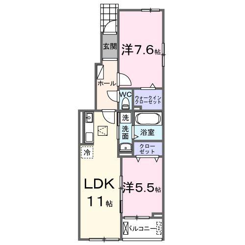 パール ハイツ(2LDK/1階)の間取り写真
