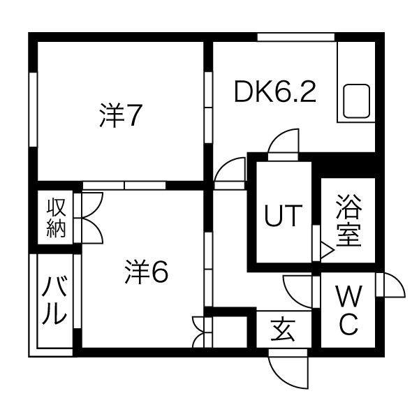 フェアリー1番館(2DK/1階)の間取り写真