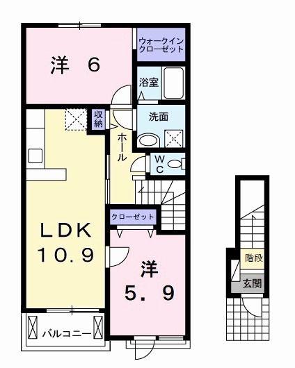 サンリットハウスK(2LDK/2階)の間取り写真