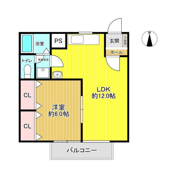 トラッド西垣B(1LDK/1階)の間取り写真