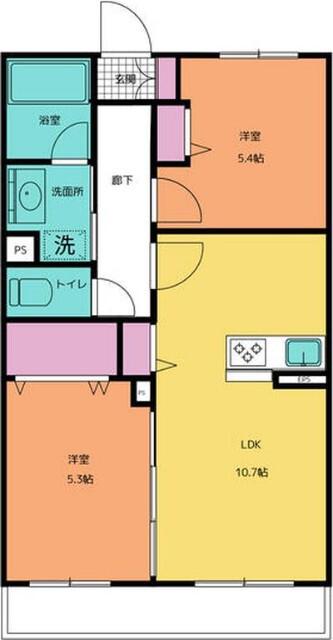 レイコート(2LDK/1階)の間取り写真