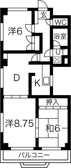 パルナスよもぎ台(3DK/2階)の間取り写真
