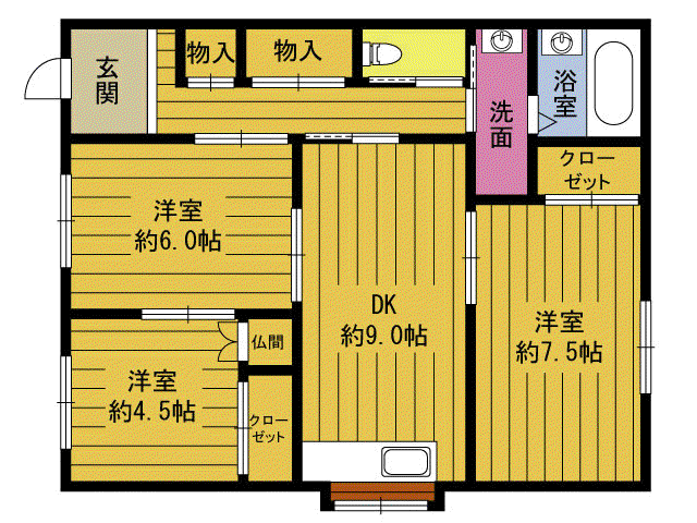 ひな菊ハイツ(3DK/1階)の間取り写真