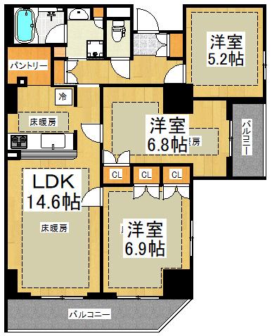 EVERGREEN(3LDK/6階)の間取り写真