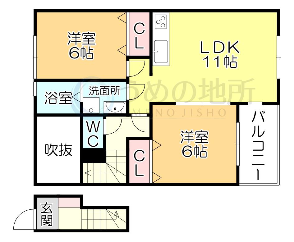 フロントパークK(2LDK/1階)の間取り写真