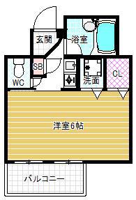 セレッソコート梅田東(1K/6階)の間取り写真