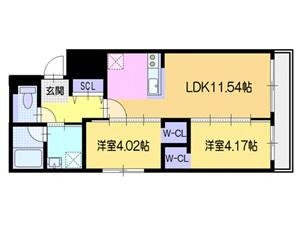 ラ・シュエットプリヴェ(2LDK/4階)の間取り写真