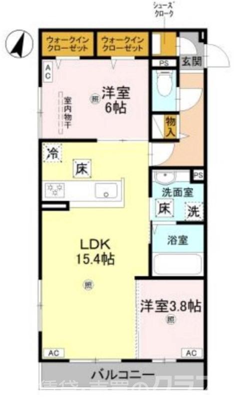 グランヴェールVII(2LDK/1階)の間取り写真