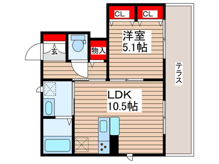 MAISON REVE(1LDK/1階)の間取り写真