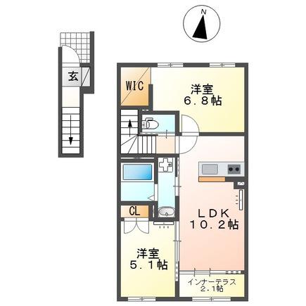 URBAN STAGEA春日I(2LDK/2階)の間取り写真