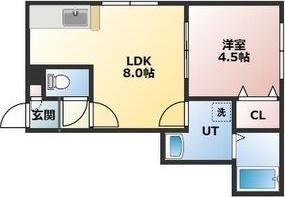 シャイニングスター菊水(1LDK/3階)の間取り写真