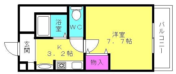 サーラ宝殿(1K/3階)の間取り写真