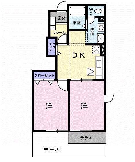 ESTPALAZZO(2DK/1階)の間取り写真