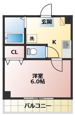 M ONEビル(1K/4階)の間取り写真
