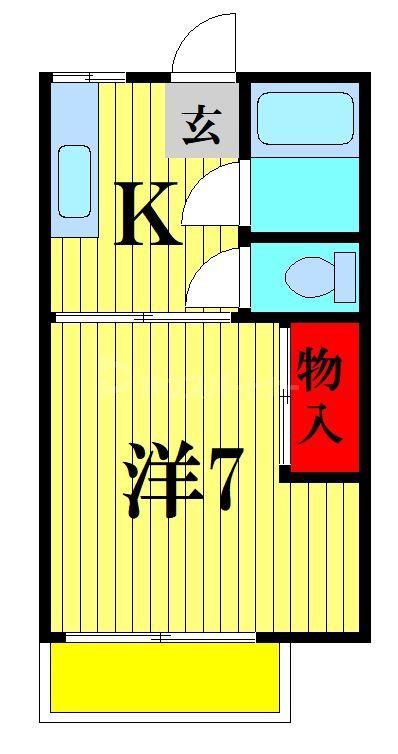 新松戸グリーンハイツ(1K/1階)の間取り写真