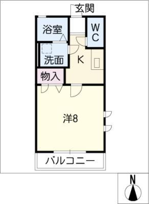 ランブラーローズ(1K/1階)の間取り写真