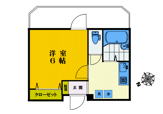 ライフ東中野(1K/3階)の間取り写真