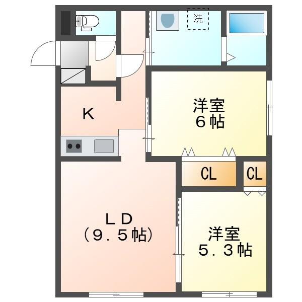 ROKT-S(2LDK/2階)の間取り写真
