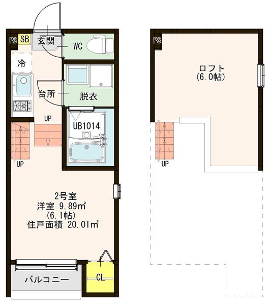 CALMA本陣(ワンルーム/2階)の間取り写真