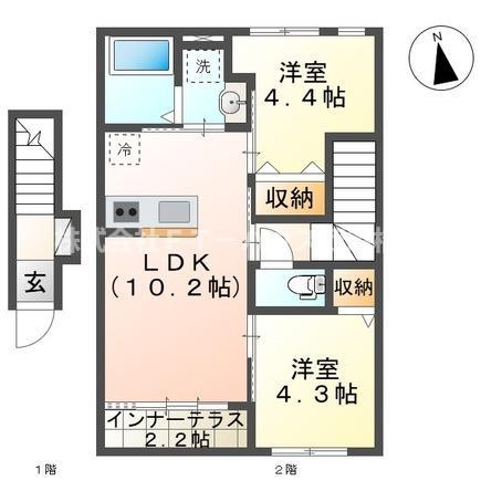 CHATEAU・ARV(2LDK/2階)の間取り写真