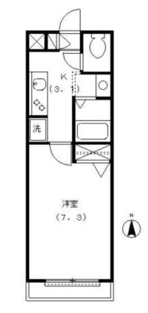 プルメリア(1K/2階)の間取り写真
