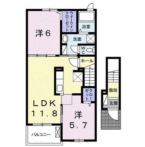 ビックベン II(2LDK/2階)の間取り写真