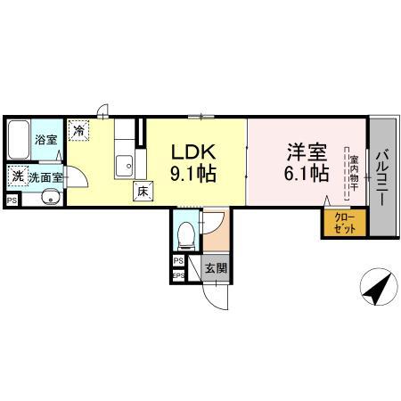 ウィングス(1LDK/1階)の間取り写真