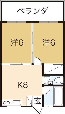 サンハイツ上沢Ⅱ(2DK/4階)の間取り写真