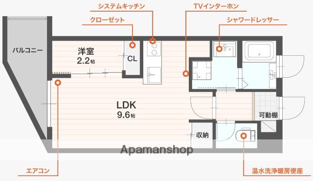 CASA CUORE(1LDK/3階)の間取り写真