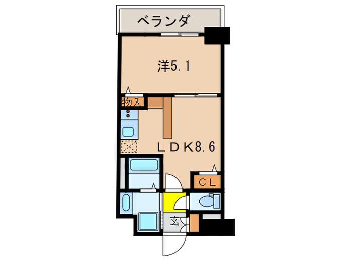 フィーノ南福岡(1LDK/5階)の間取り写真
