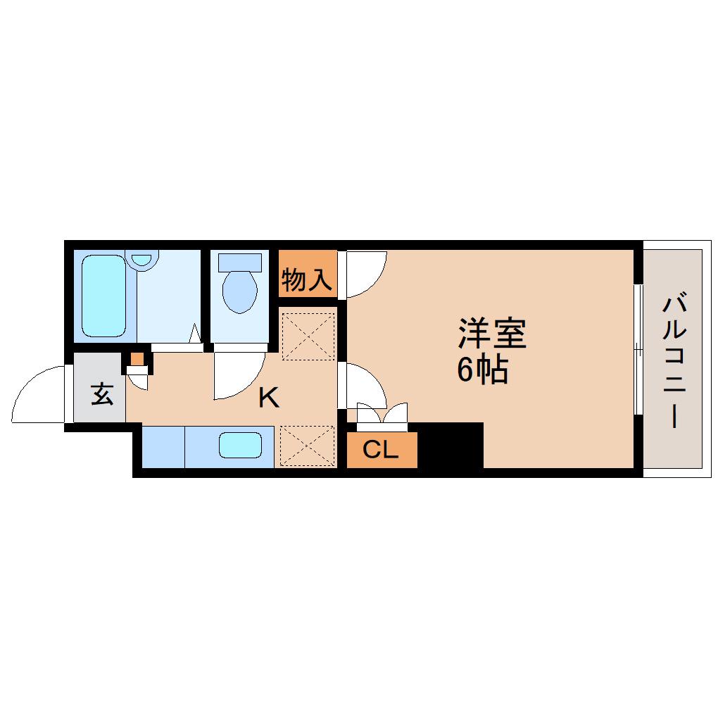 仙台駅 バス16分(1K/2階)の間取り写真