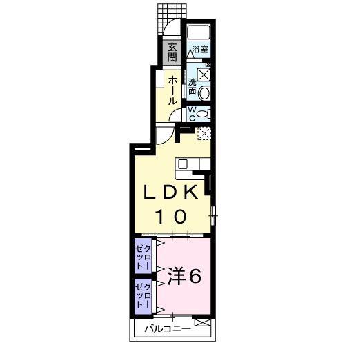 スターオアシス(1LDK/1階)の間取り写真