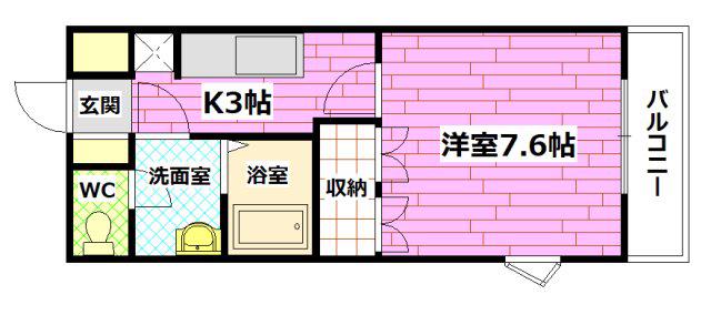 シェルル大町(1K/2階)の間取り写真