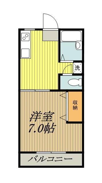 ヴァンヴェール元町(1K/2階)の間取り写真