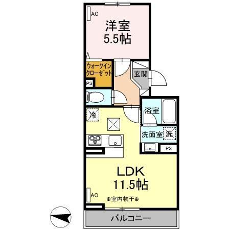 METEOR IV(1LDK/1階)の間取り写真