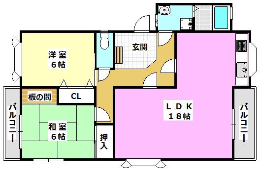 ルナハイツ(2LDK/2階)の間取り写真