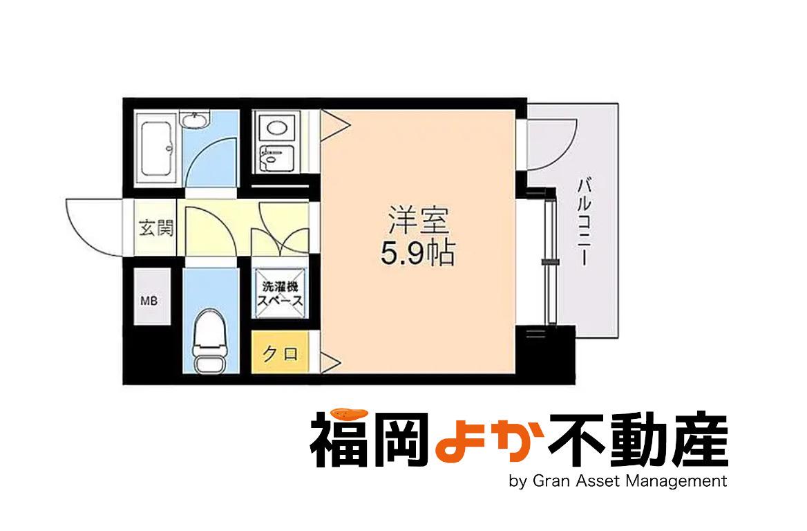 ピュアドーム天神アネックス(1K/4階)の間取り写真