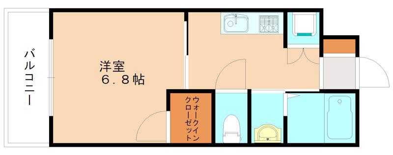  飛幡ブレイン(1K/3階)の間取り写真