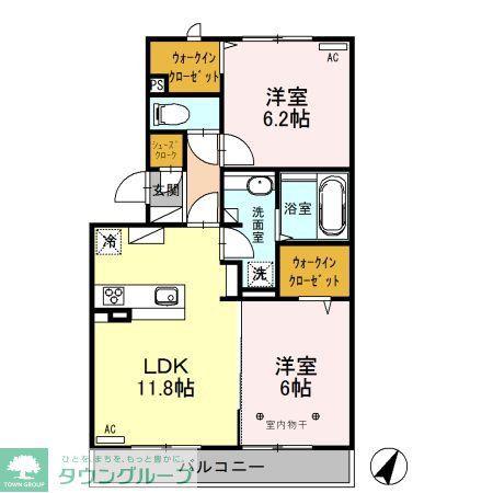 ロイジェントパークスレイクタウンII L(2LDK/3階)の間取り写真