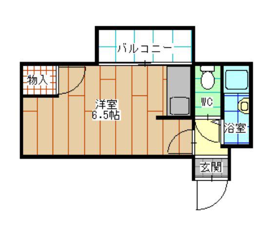 フェールブリエ西新A(1K/2階)の間取り写真
