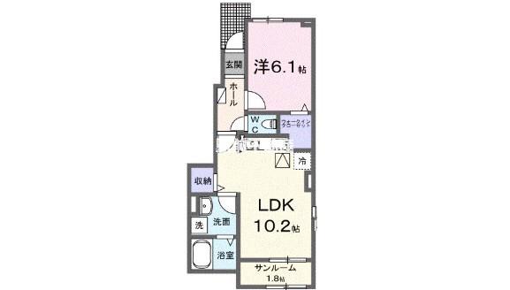 ミルキー ウェイ 参番館(1LDK/1階)の間取り写真