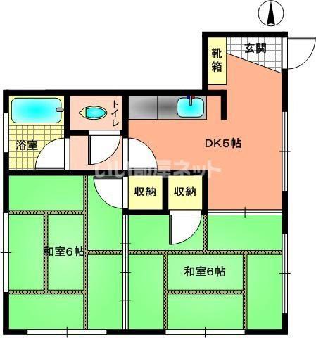 讃幸Rハイツ(2DK/1階)の間取り写真