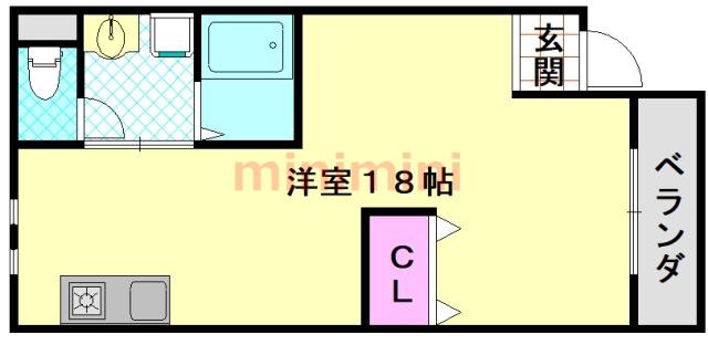 FOREST山崎(ワンルーム/2階)の間取り写真