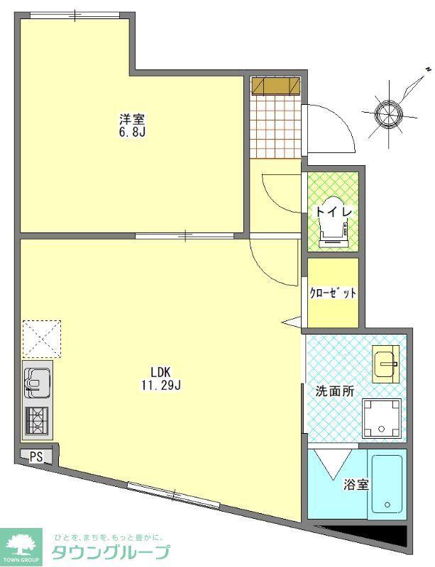 アピチェ西調布(1LDK/1階)の間取り写真
