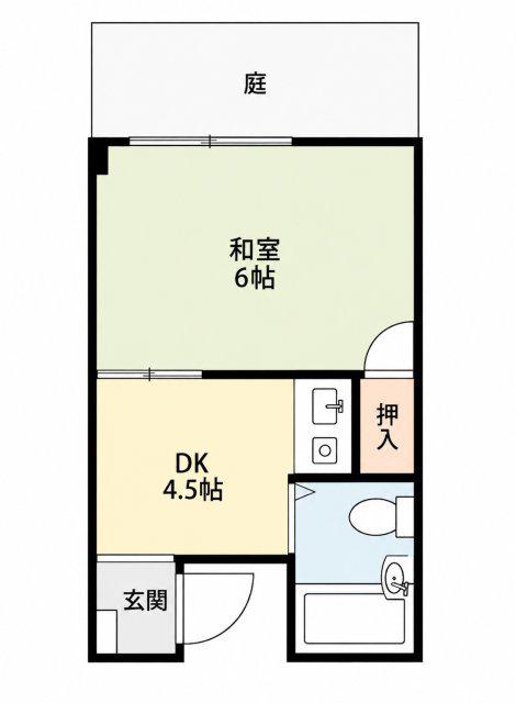 パレスヒラノ(1DK/1階)の間取り写真